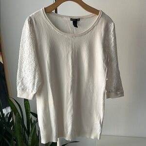 H&M MAMA Maternity Elegant White Lace Sleeve Top ivory white M